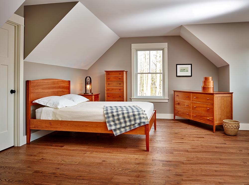 Shaker style, cherry wood bedroom collection from Maine's Chilton Furniture Co.